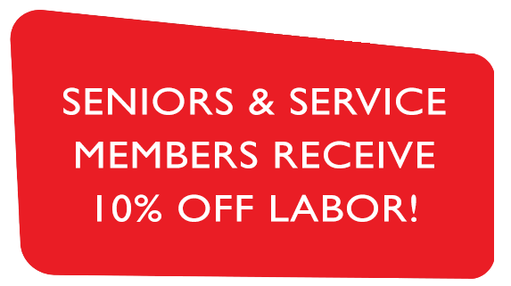 A coupon reading: Seniors & service members receive 10% off labor!